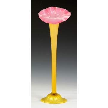 Fine Monumental Fluted and Cased Glass Flora Form Vase