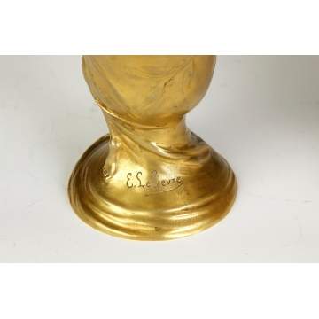 Gilded Bronze Vase & Wire Covered Basket