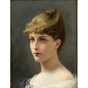 Alfred Seifert (Czech, 1850-1901) Portrait of a young lady