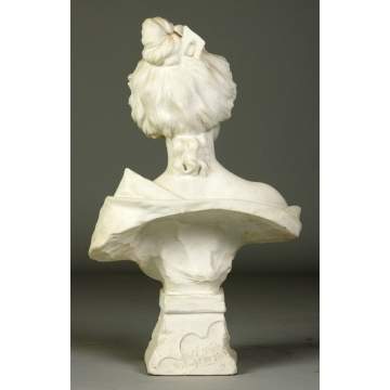 Emmanuel Villanis (1858-1814) "Carmen" Marble Bust on Pedestal