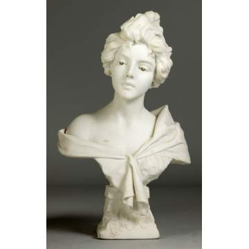 Emmanuel Villanis (1858-1814) "Carmen" Marble Bust on Pedestal