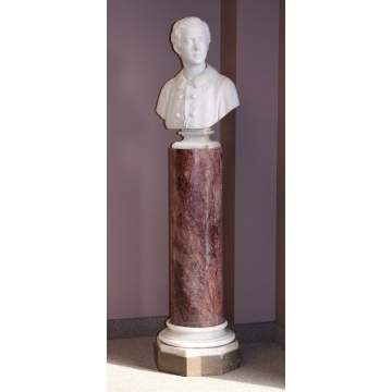 Hiram Powers (American, 1805-1873) Marble Bust with Period Pedestal