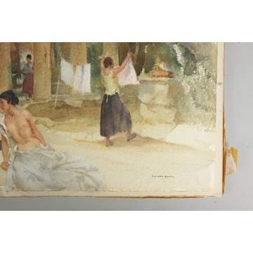 Sir William Russell Flint (British, 1880-1969) "The Warning Bell, Argilliers"