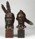 James Gruzalski (American, 1938) 2  Native American Bronze Sculptures