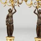 A Pair of Gilt Bronze & Marble Candelabras
