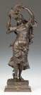  Marcel Debut (French, 1865-1933) Bronze Sculpture of Middle Eastern Girl w/basket & birds