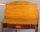 Sheraton Tiger Maple & Mahogany Bow Front Card Table