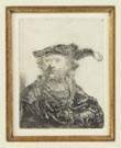 Rembrandt van Rijn Etching, Self portrait in a velvet Cap with Plume 