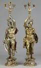 Pair of Victorian Spelter Roman Figures w/Candelabras