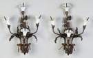 Unusual Pair of 4-Arm Gas Wall Sconces