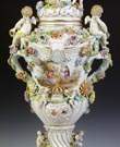 Monumental Dresden Armorial Covered Urn on Stand