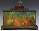 Unusual Bradley & Hubbard Reverse Painted Aquarium Panel Lamp