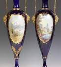 Pair of Sevres Porcelain & Gilt Bronze Urns