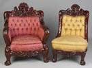 Two Carved Mahogany Art Nouveau Chairs Attr. to Karpen
