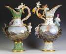 Pair of Monumental Meissen Ewers from the "Four Elements" Series
