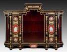 Fine Monumental Napoleon III Ebonized & Inlaid Porcelain Cabinet
