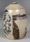 Unusual Whites Utica Polychrome Decorated Water Cooler