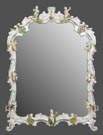 German Hand Painted Porcelain Mirror with Applied Flowers
