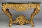 Rococo Carved Gilt Wood Side Table with Marble Top