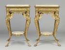 Pair of Brass & Onyx Two-Tier Stands