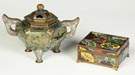 Chinese Bronze Cloisonne Censor & Box