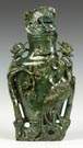 Carved Spinach Jade Covered Urn