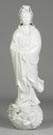 Monumental Blanc de Chine Figure of Kwan Yin Standing on Coiled Dragon 
