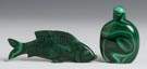 Carved Malachite Fish & Snuff Bottle Form