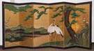 Six-Panel Gold Painted Paper Folding Screen