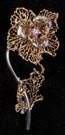 Diamond & Ruby 18K Italian Floral Brooch