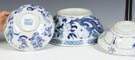 Three Chinese Blue & White Porcelain Bowls