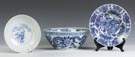 Three Chinese Blue & White Porcelain Bowls