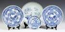 Four Chinese Blue & White Porcelain Plates