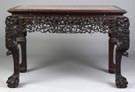 Chinese Carved Hardwood Center Table with Marble Top