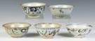 Group of Five Early Ming Blue & White Bowls