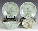 Group of 12 Sgn. Celadon Deep Dishes & 2 Serving Pieces