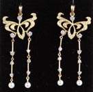 14k Gold & Platinum Butterfly Earrings
