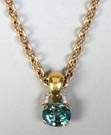 14K Gold, Natural Blue Zircon & Diamond Necklace
