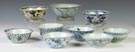Group of Nine Early Ming Blue & White Porcelain Bowls