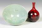 Chinese Bowl & Royal Doulton Flambe Vase