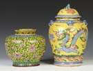 Chinese Ceramic Vase & Temple Jar