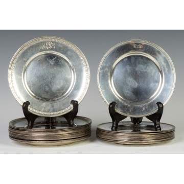 Two Sets of Sterling Silver Bread Plates 
