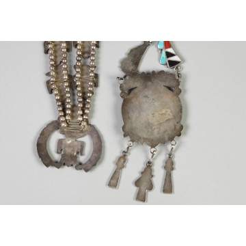 Two Sterling Silver Necklaces w/Turquoise and Various Hard stones