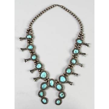 Squash  Sterling Silver Necklace w/Turquoise