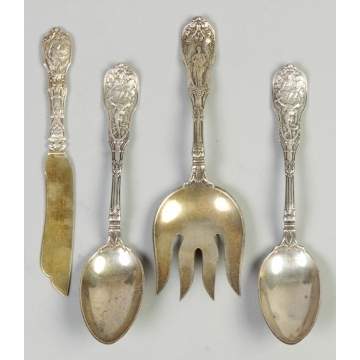 Four Gorham Sterling Silver Serving Pieces - Mythologique Pattern