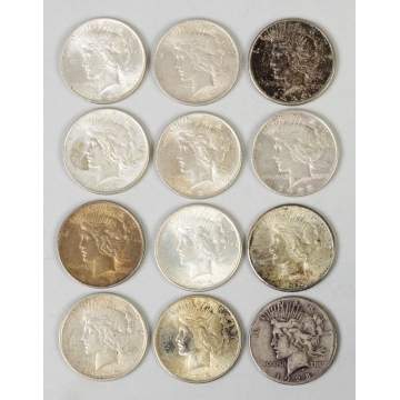 12 Liberty Silver Dollars