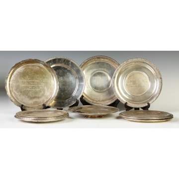 Group of 12 Sterling Silver Kennel Club Presentation Trays 