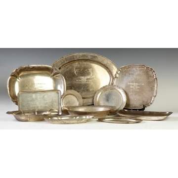 Group of 12 Sterling Silver Kennel Club Presentation Trays & Bowls