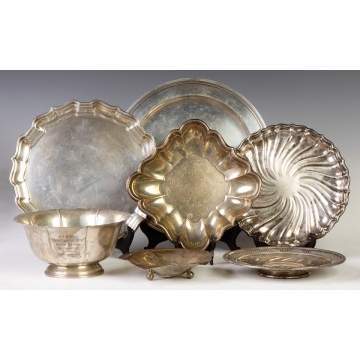 Group of 7 Various Sterling Silver Trays & Bowls
