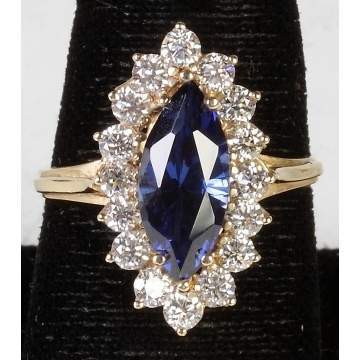 14K Gold, Sapphire & Diamond